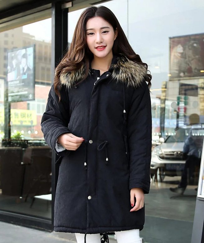 PreOrderคนอ้วน - เสื้อกันหนาว ไซส์ใหญ่ ผ้าฝ้ายโพลิเอสเตอร์ ข้างในหนังสัตว์ มี Hood+เฟอร์ สี : เทา / ดำ / เขียว