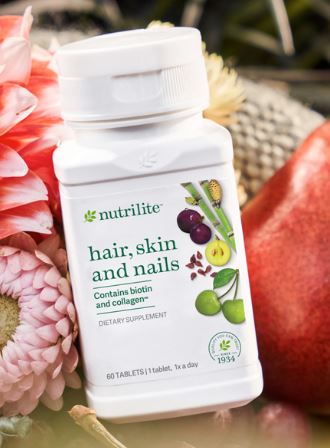 Nutrilite Hair Skin Nail Health ( SHN เข้มข้นกว่าไทย 2 เท่า) ขนาด 2 เดือน 60 เม็ด บำรุงผิวพรรณ ผม เล็บ ให้สุขภาพดี คอลลาเจนสูง Amway USA