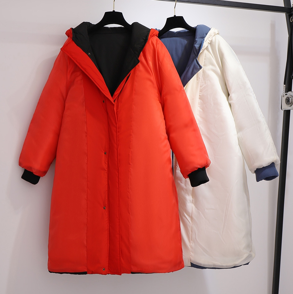 2324-0006 โค้ทกันหนาวบุนวมตัวยาว มีHoodถอดไม่ได้