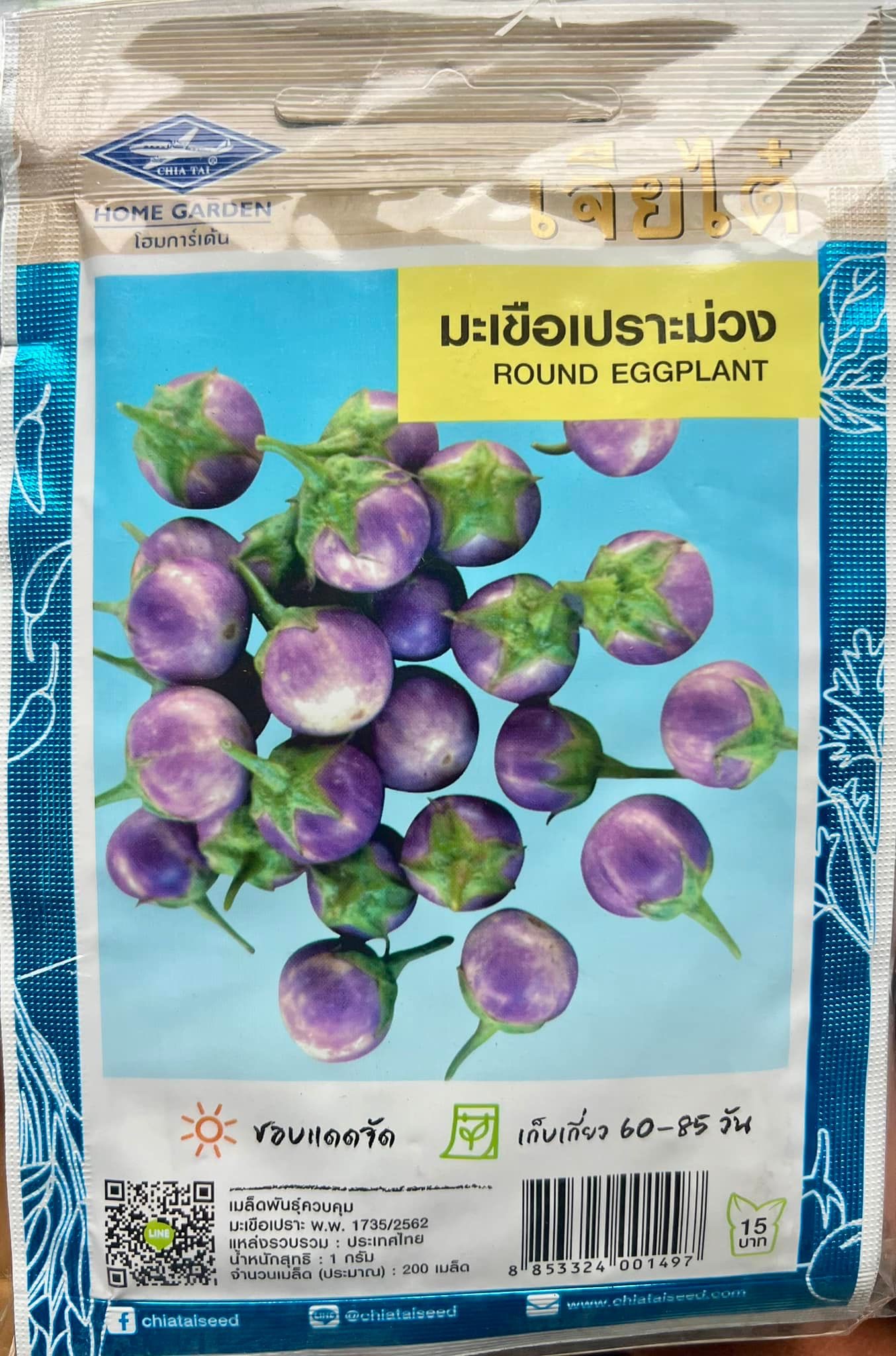 มะเขือ เปราะม่วง ประมาณ 200 เมล็ด