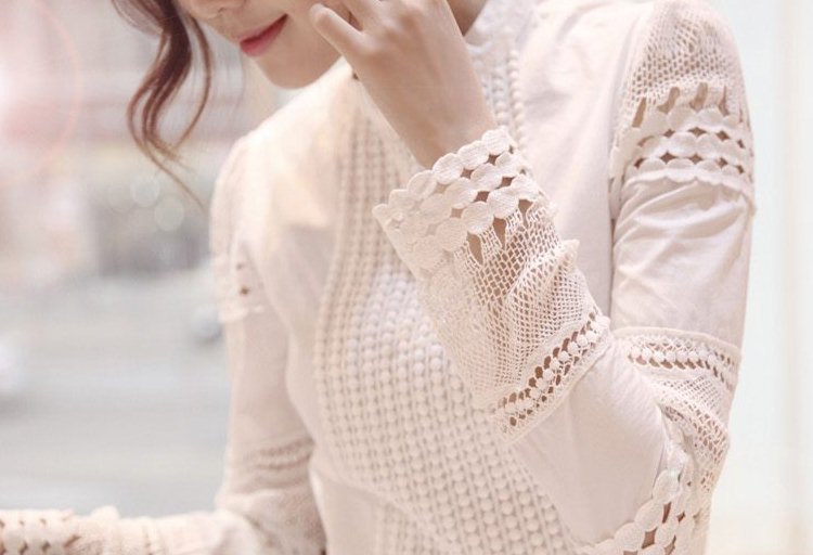 ##พร้อมส่ง##- เสื้อแฟชั่นคนอ้วน ไซส์ใหญ่ เสื้อเชิ้ต ลูกไม้ฉลุลาย คอกลม สีขาว