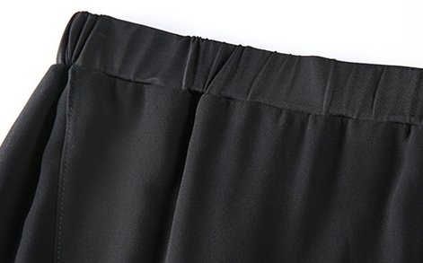 ##พร้อมส่ง## เซตคู่ แฟชั่นคนอ้วน ไซส์ใหญ่ (2 ชิ้น) เสื้อแขนสั้นออกแนวซีทรูบาง ๆ กางเกงฮาเรมสีดำ ใส่สบาย ๆ สี : เส้นดำ