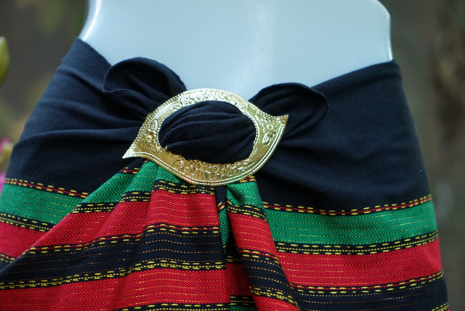 หัวรัดซิ่น โลหะตอกลาย สีทอง Aluminum Buckle Engraved Gold color