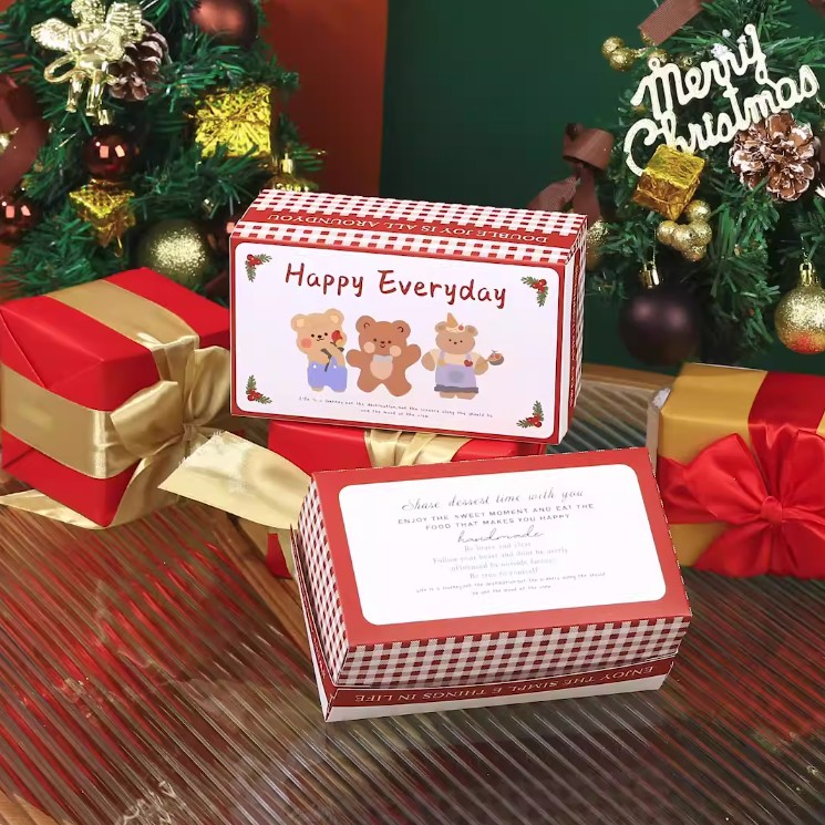 กล่องใส่ขนม-อาหาร Christmas ขนาด 17.5x10x7.5 cm. แพ็ค 20 ชิ้น