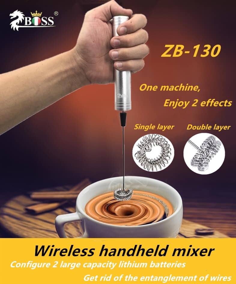เครื่องตีฟองนม BOSS ไร้สาย ชาจแบตเตอรี่พร้อมแท่นชาจ ZB130 รหัส 1685