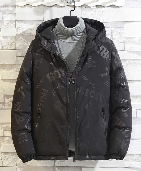 COM-001 เสื้อกันหนาวผู้ชาย บุนุ่น มีHoodถอดไม่ได้ สีเงิน / ดำ / ดำลายเส้น / ดำลายตัวอักษร