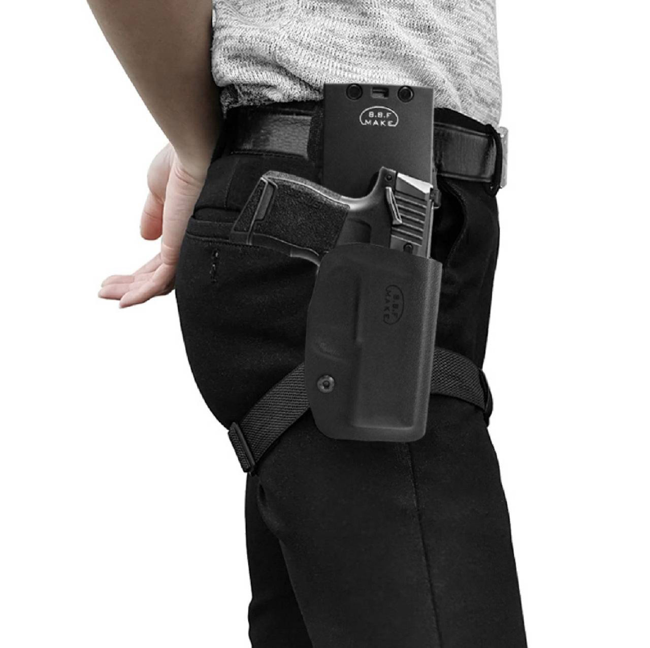 ซองปืนพกนอก + เพลทต่ำ รัดขา B.B.F Make Kydex Holster