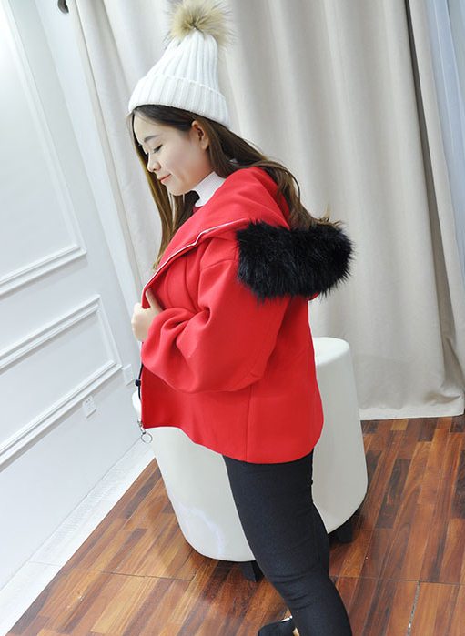 PreOrderคนอ้วน - เสื้อกันหนาวแฟชั่น ผ้าโพลิเอสเตอร์ขนสัตว์ มีHood ขนเฟอร์ สี : ชมพู / เทา / เขียวทหาร / แดง