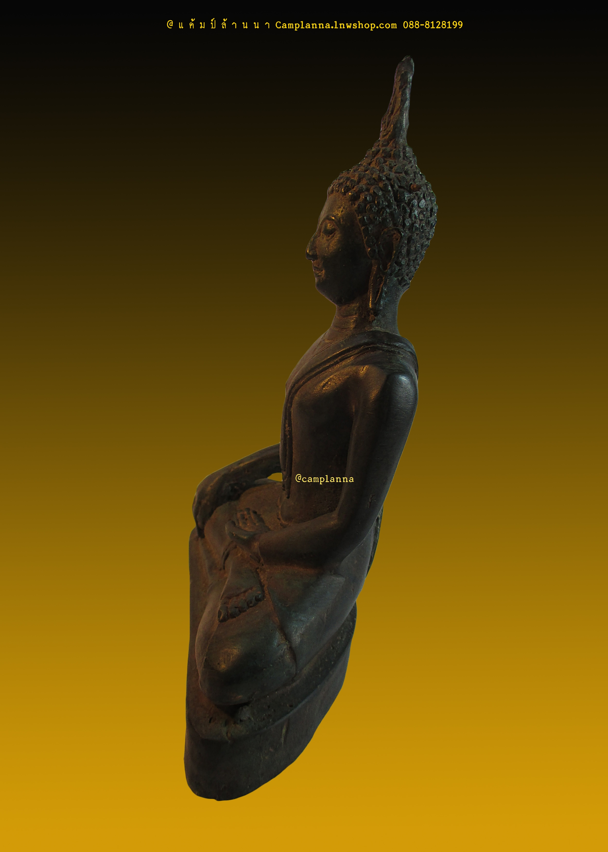 พระพุทธรูปบูชาสุโขทัย หน้าตักสี่นิ้ว เนื้อสำริด 17.5x11 cm งดงามอลังการศิลปะสุโขทัยแท้บริสุทธิ์