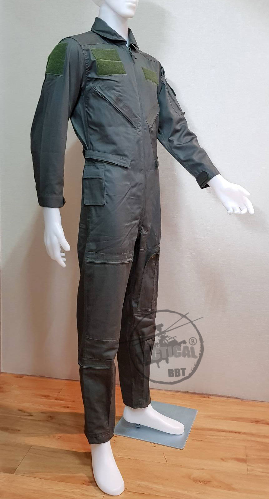 ชุดนักบิน ทรง US. แต่ผ้าไทย ติดตีนตุ๊กแก เขียว