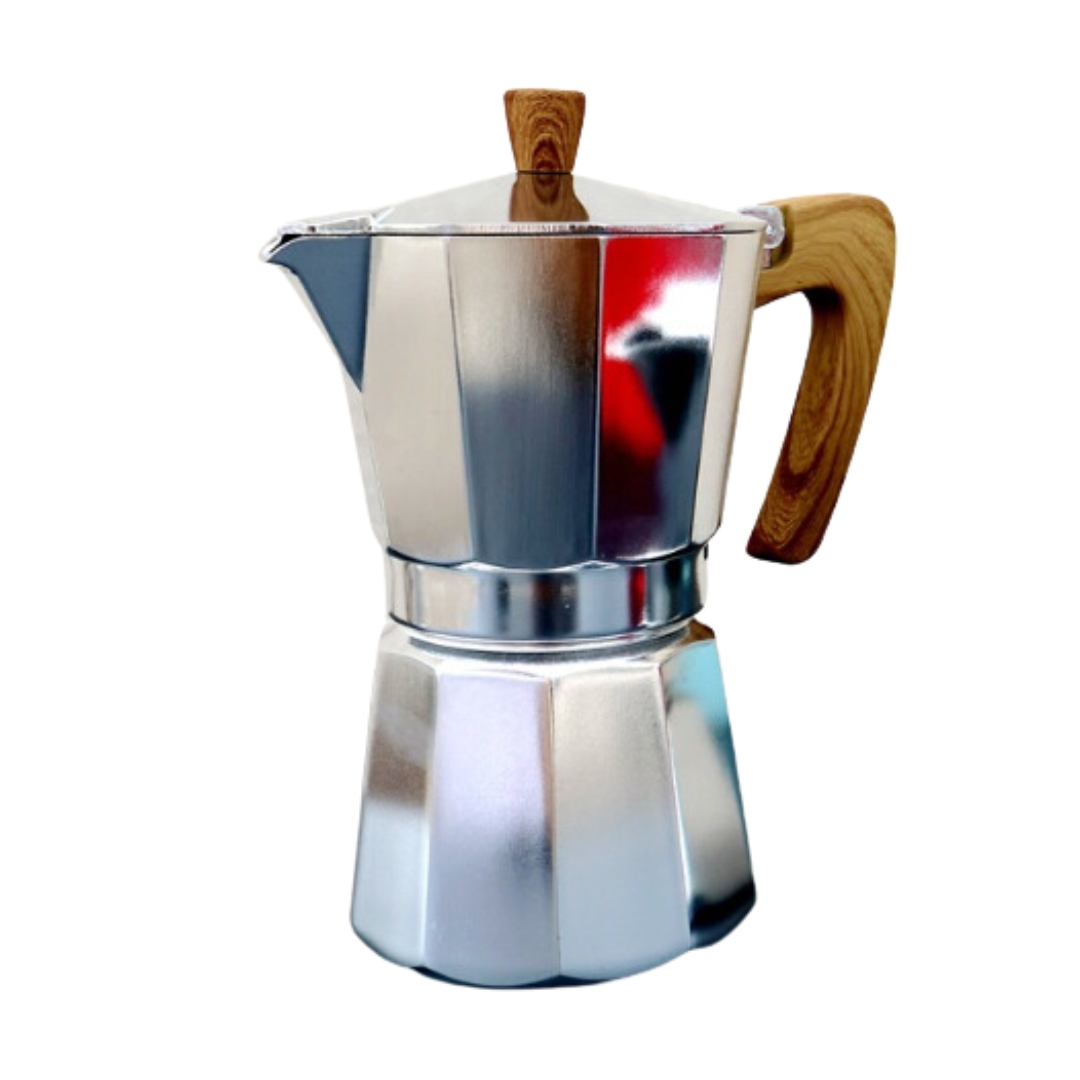 หม้อต้มกาแฟสดมอคค่าพอท MOKA POT อลูมิเนียม 6 ถ้วย เนื้อหนาสีเงินบูติก รหัส 2608