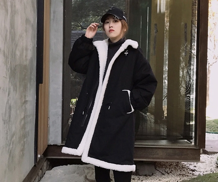 CO-004 เสื้อกันหนาว ผ้าฝ้ายบุขน หนา สีกากี / ดำ