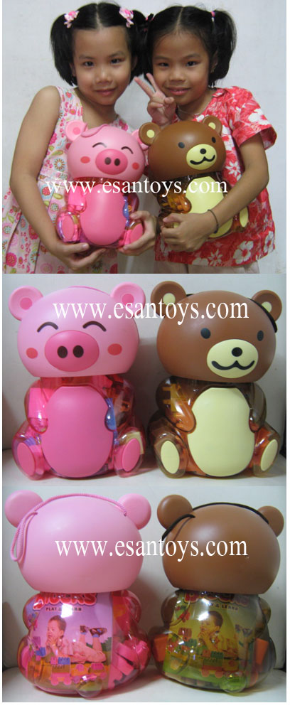 ตัวต่อออมสินหมี+หมู