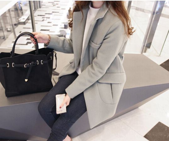 PreOrderเสื้อผ้าคนอ้วน - เสื้อโค้ทกันหนาวไซส์ใหญ่ แจ็คเก็ตขนสัตว์ตัวยาว สี : เทา / ไวน์แดง / ดำ