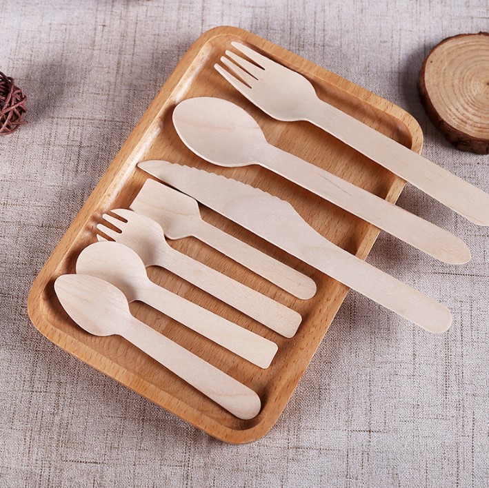 ช้อน-ส้อมไม้ (แพ็คแยกชิ้น) สำหรับตักไอติม ขนม ทำจากไม้ ไม่มีเสี้ยน แพ็ค 50 ชิ้น