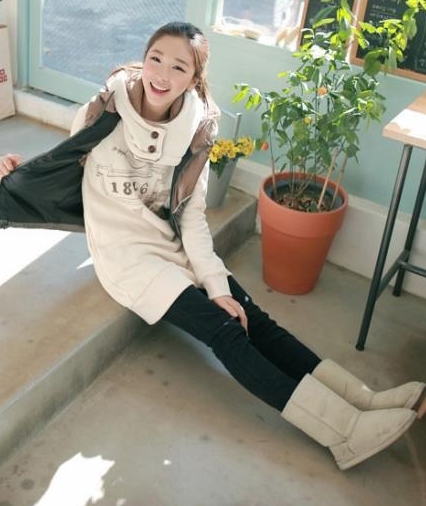 Pre Order - เสื้อกันหนาวแฟชั่นเกาหลี แยกหมวกออกจากตัวเสื้อได้ สะดวกสบาย : สีเบจ / สีเทาอ่อน