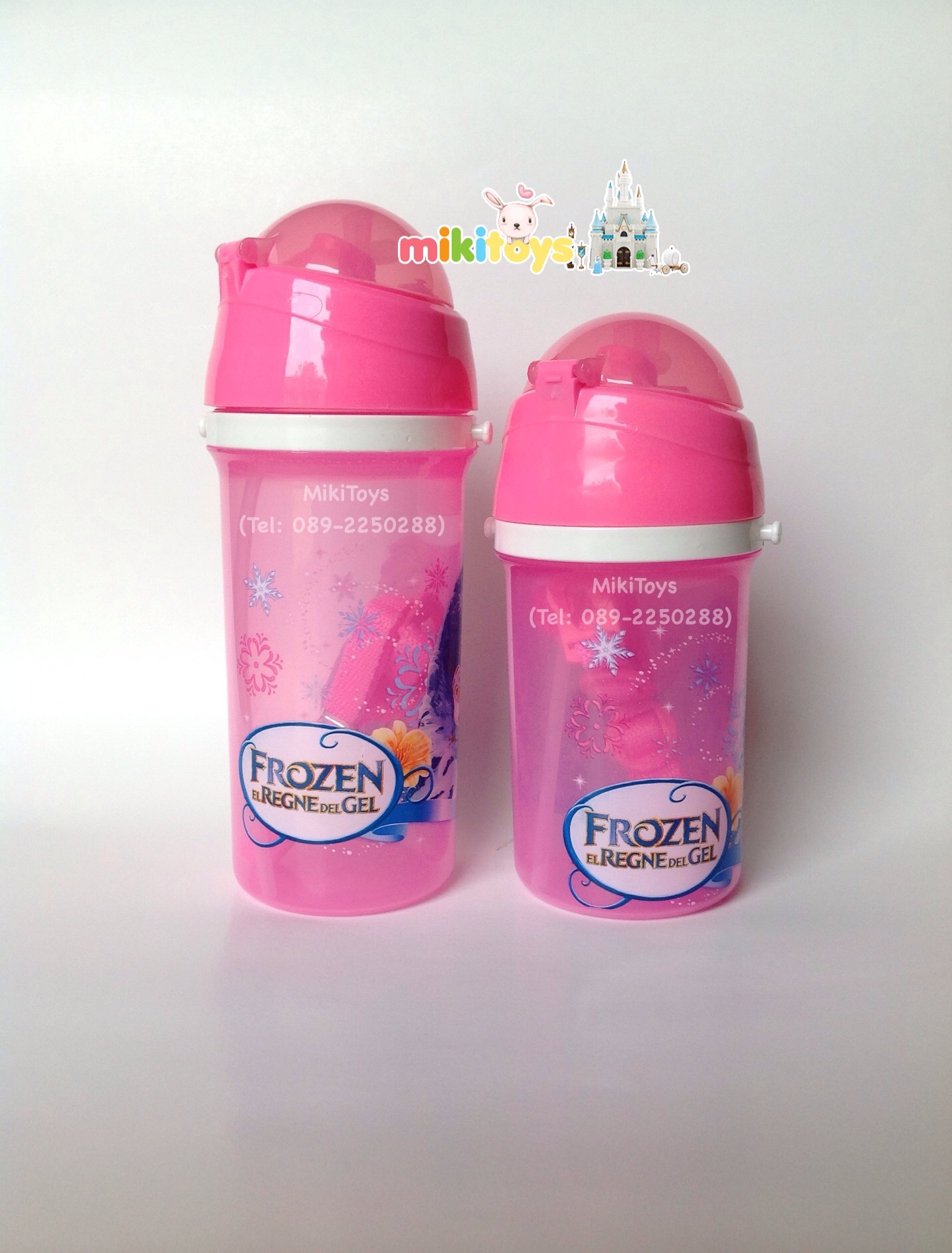 ✅กระติกน้ำโฟรเซน FROZEN ลายเอลซ่า&โอลาฟ (Elsa&Olaf) #FZ1/400 รุ่นกดฝาเด้ง สีชมพู