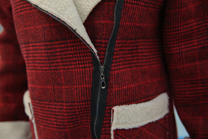 PreOrderคนอ้วน - เสื้อกันหนาว ไซส์ใหญ่ แจ็คเก็ตผ้าขนสัตว์ สี : เทา / แดง