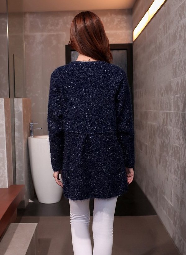 PreOrderคนอ้วน - เสื้อคลุมกันหนาวแฟชั่น ไซส์ใหญ่ คนอ้วน เสื้อไหมพรมไม่หนาตัวยาว สี : เทา / น้ำเงิน / ชมพู