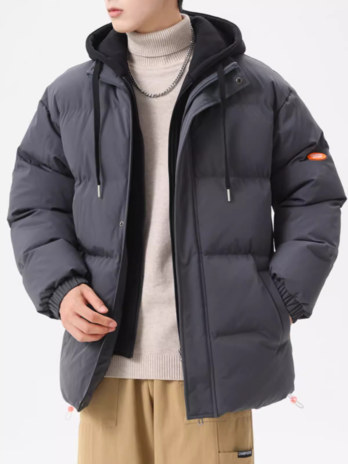 M2324-0001 เสื้อกันหนาวผู้ชายบุนวม งานเท่ ๆ วัยรุ่น ๆ หน่อย *งานจริงไม่มีแถบติดตรงแขน