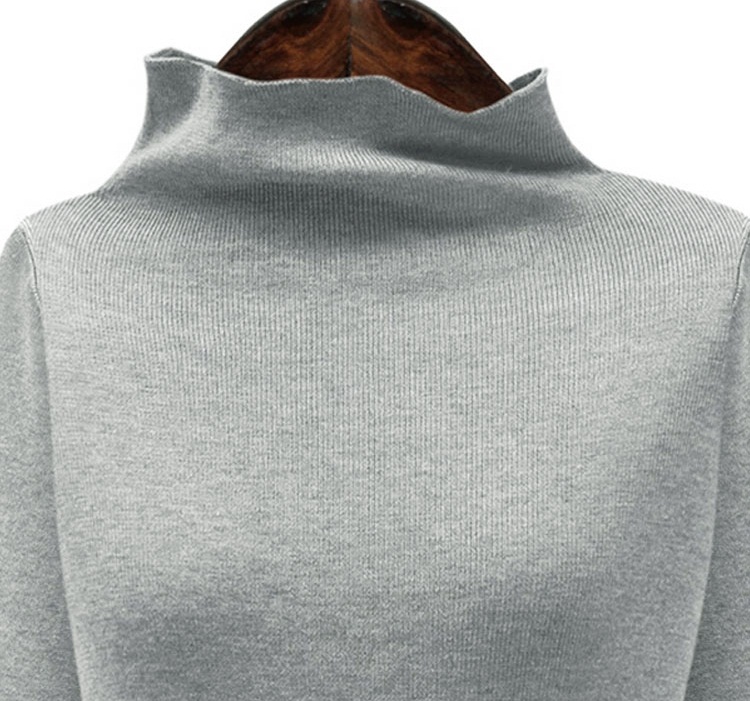 PreOrderคนอ้วน - เสื้อไหมพรมกันหนาวไซส์ใหญ่ เสื้อไหมพรมเป็นเดรสยาว เย็บผ้าลูกไม้ด้านล่าง สีเทา