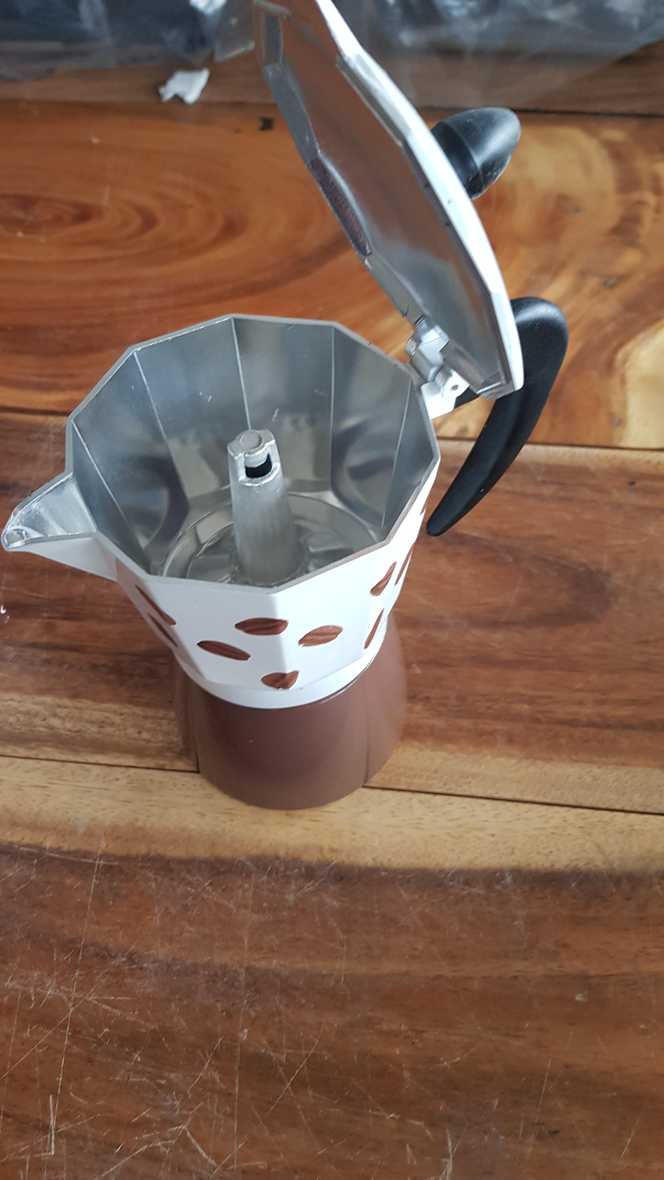 หม้อชงกาแฟมอคค่าพอท 6 คัพ ลายเม็ดกาแฟ ก้นน้ำตาล