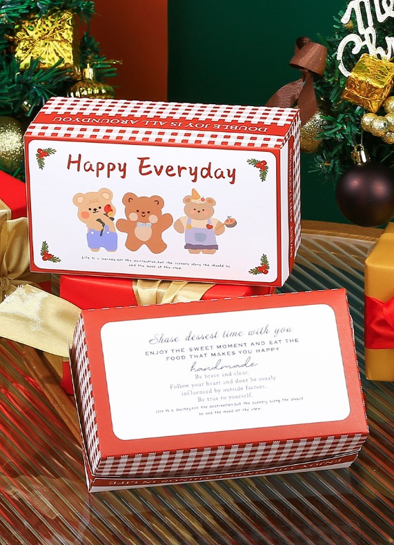 กล่องใส่ขนม-อาหาร Christmas ขนาด 17.5x10x7.5 cm. แพ็ค 20 ชิ้น