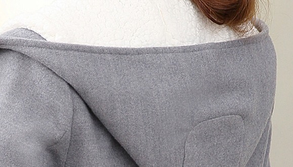 PreOrderเสื้อผ้าคนอ้วน - เสื้อโค้ทกันหนาวไซส์ใหญ่ มีHood ผ้าวูลขนสัตว์ (ใส่ได้ด้านเดียว) สี : เทา / ส้ม