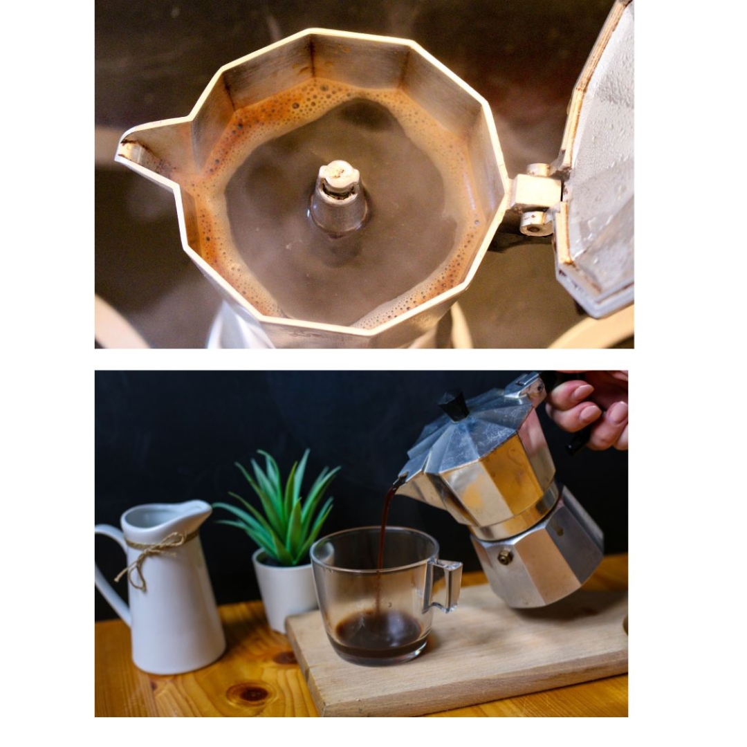 หม้อต้มกาแฟสดมอคค่าพอท MOKA POT อลูมิเนียม 2 ถ้วย 2 Cups Aluminium Moka pot รหัส 1458
