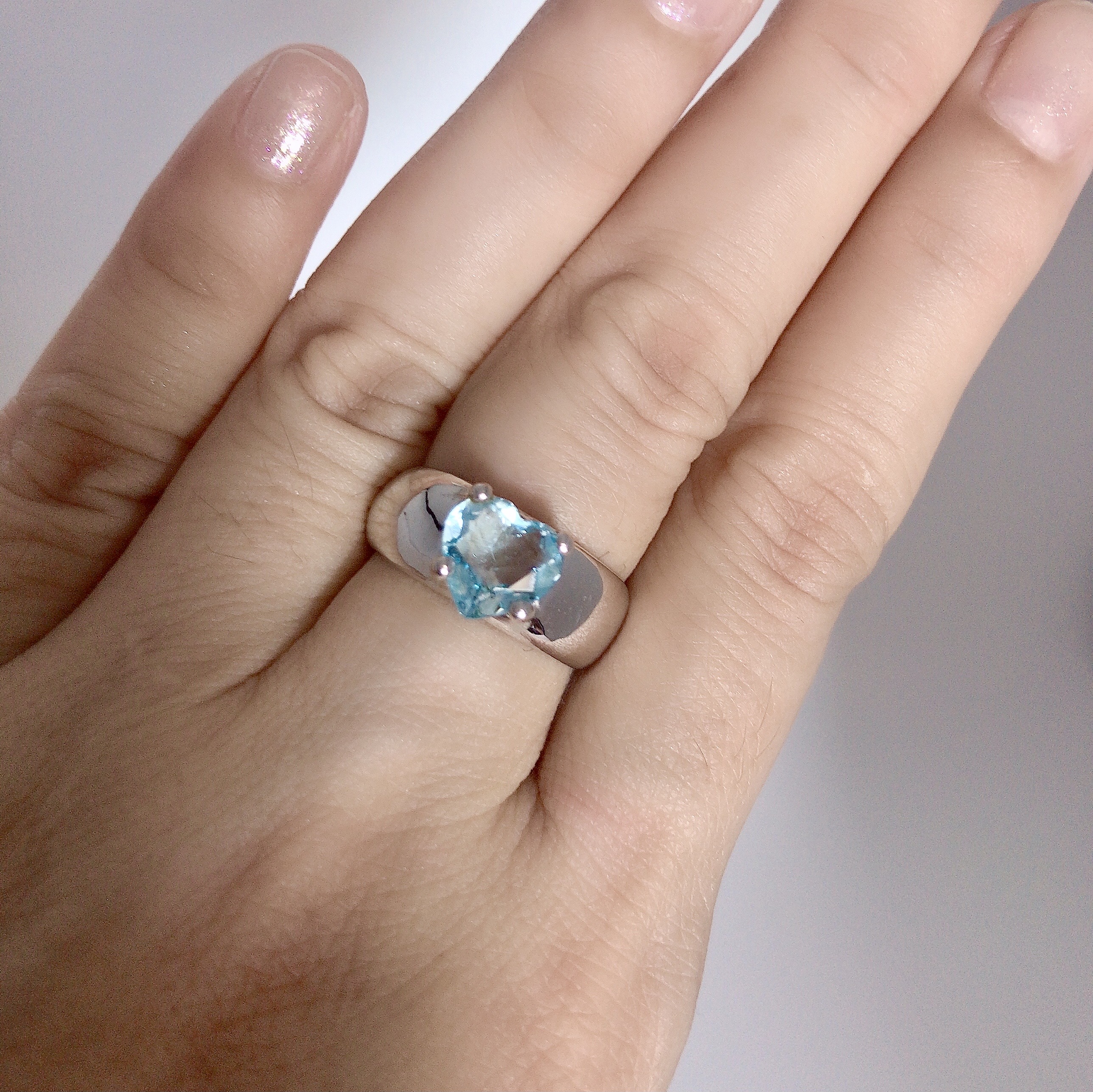 แหวนเงินแท้ พลอยบลูโทแพสแท้(ราศีธนู)