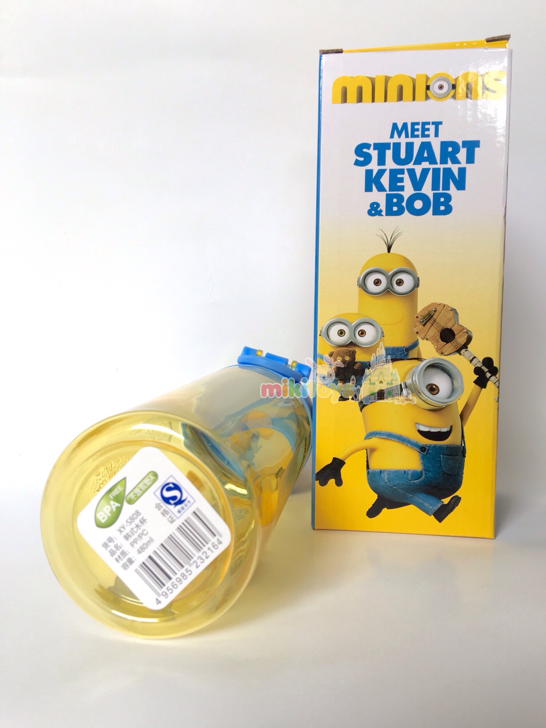 กระติกน้ำเด็ก Minions (Meet Stuart,Kevin and Bob)รุ่นยกดื่ม สีเหลืองขอบน้ำเงิน *BPA Freeปลอดภัยค่ะ