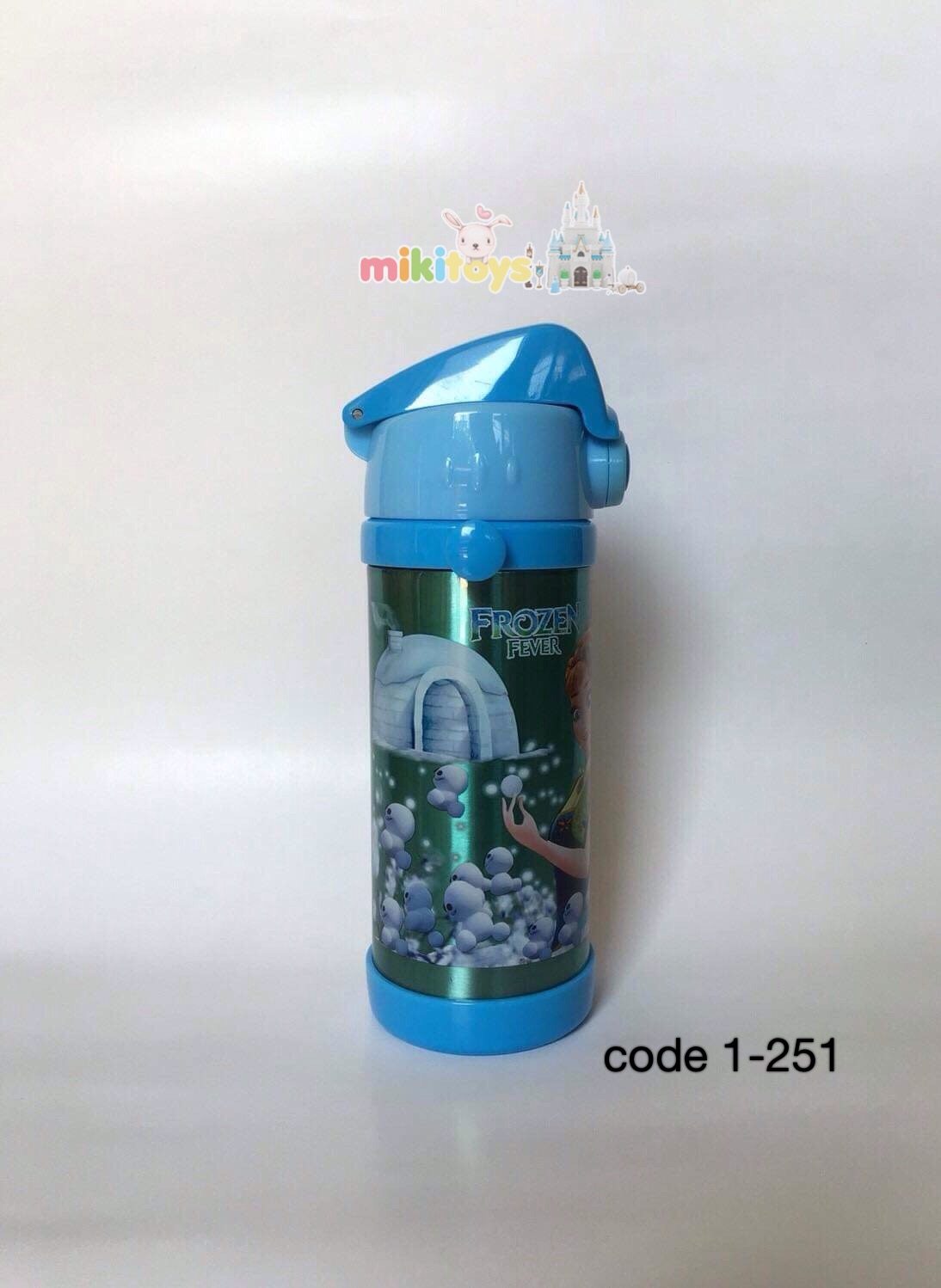 กระติกน้ำเก็บอุณหภูมิ new Frozen fever โฟรเซน ฟีเวอร์ ใหม่ สีฟ้า ขนาด350ml.