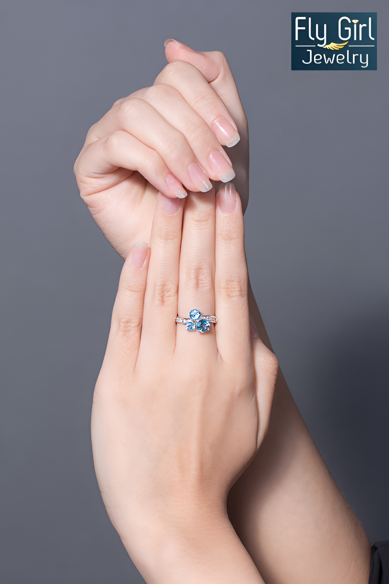 แหวนเงินแท้ พลอยบลูโทแพสแท้(ราศีธนู)