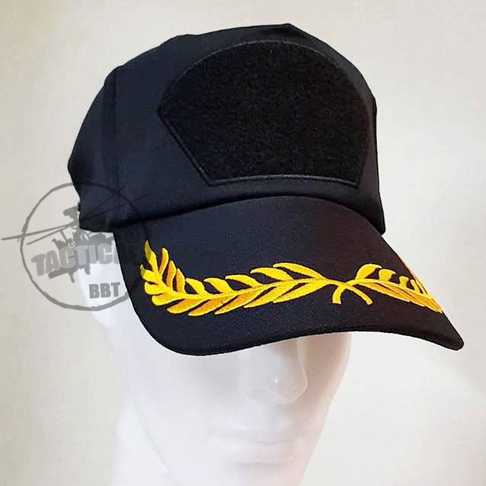 หมวกแก๊ป ซิปหลัง มีช่อ มีตีนตุ๊กแก (ดำ กรมท่า)