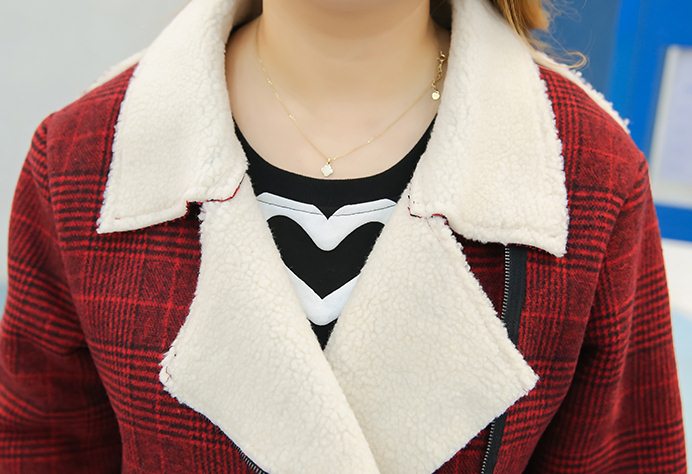 PreOrderคนอ้วน - เสื้อกันหนาว ไซส์ใหญ่ แจ็คเก็ตผ้าขนสัตว์ สี : เทา / แดง