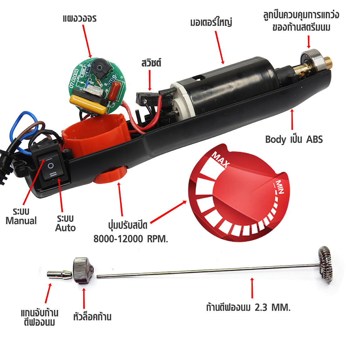 เครื่องตีฟองนมแบบปรับแรงหมุน ไอมิกซ์ imix 8000-12000Rpm. 1610-555