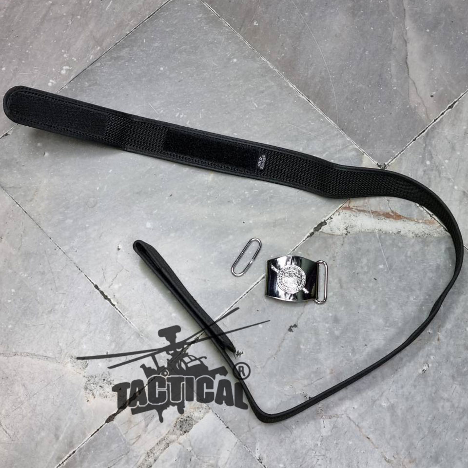 เข็มขัดไนลอนกุ๊นขอบ + หัวตราโล่