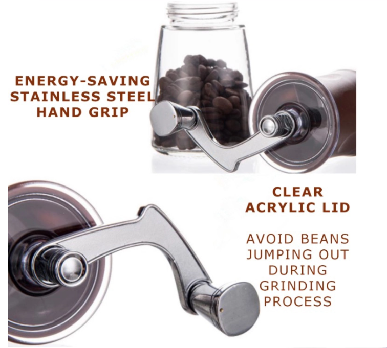 เครื่องบดกาแฟ มือหมุน 1614-150 เครื่องบดกาแฟ มือหมุน สีน้ำตาล 1614-150-C04