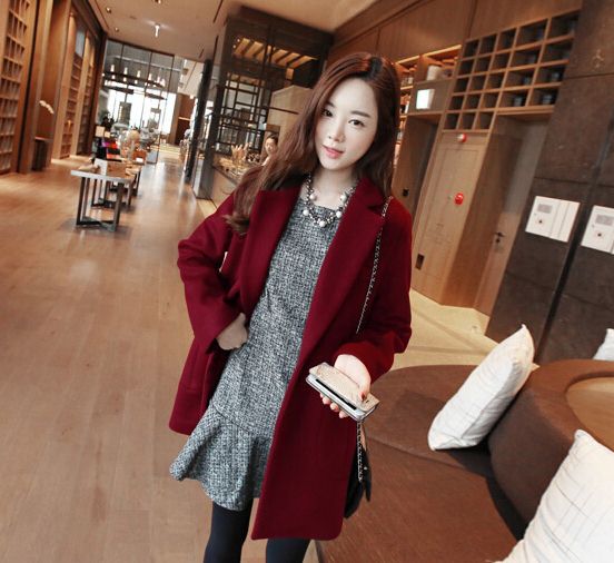 PreOrderเสื้อผ้าคนอ้วน - เสื้อโค้ทกันหนาวไซส์ใหญ่ แจ็คเก็ตขนสัตว์ตัวยาว สี : เทา / ไวน์แดง / ดำ