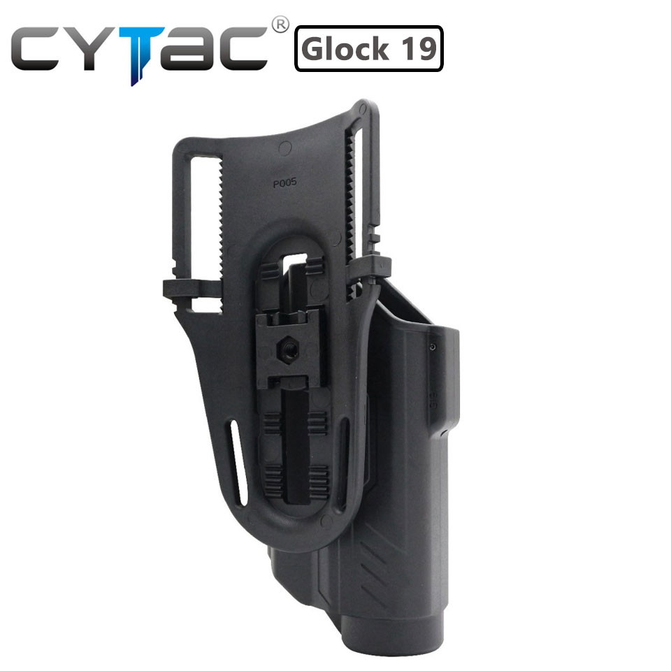 (งานแท้) ซองปืน G17/G19 ติดไฟฉาย + เพลทลดต่ำ + รัดขา ยี่ห้อ Cytac