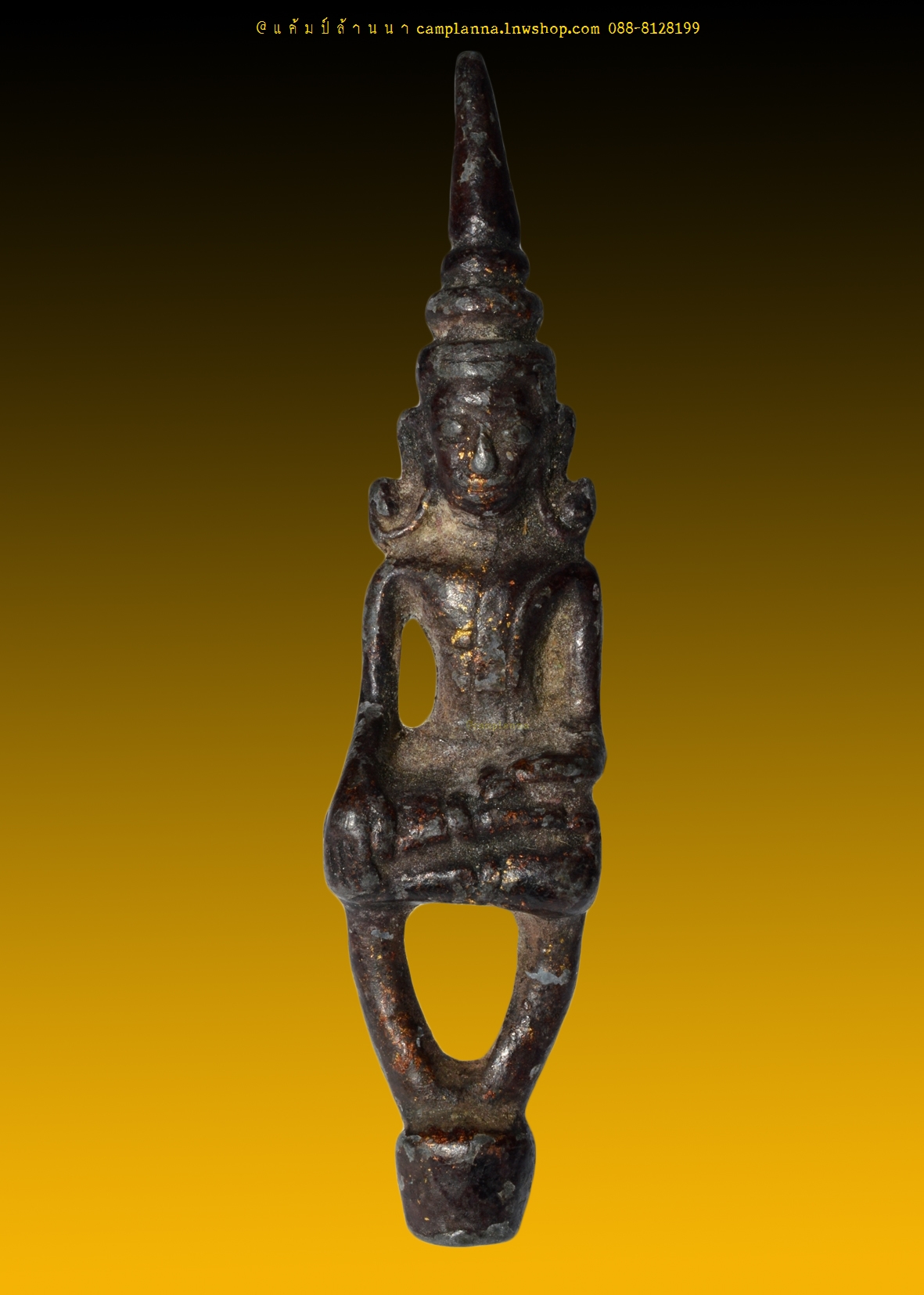 พระยอดธง เนื้อชินเงินลงรักปิดทอง 7 cm