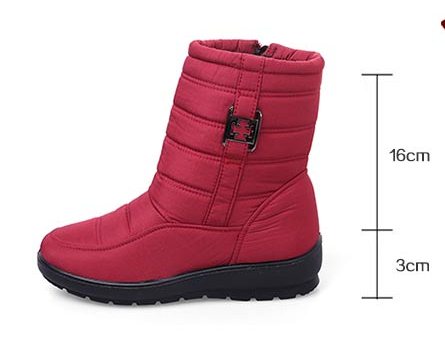 Pre Order - รองเท้ากันหนาว รองเท้าลุยหิมะ ผ้าร่มกันน้ำ ข้างในบุกำมะหยี่ ซิบข้าง สูง 19cm สี : น้ำเงิน / ดำ / น้ำตาล / ไวน์แดง / เขียว ไซส์ 36 / 37 / 38 / 39 / 40 / 41 / 42