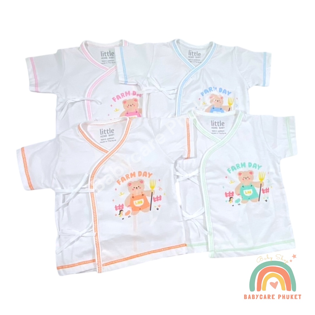 เสื้อเด็กแรกเกิด ผูกหน้า ผ้ายืดคัตตอล เนื้อผ้านิ่ม