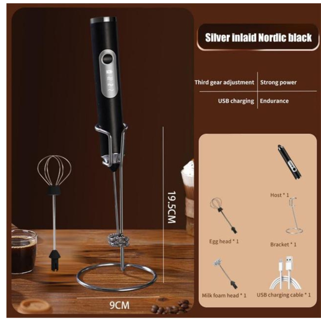 เครื่องตีฟองนมไฟฟ้าเครื่องตีไข่ ชาจแบตเตอรี่พร้อมขาตั้ง รหัส 2454