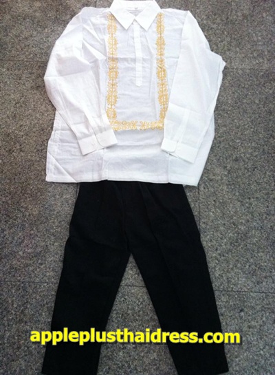 APH111 ชุดฟิลิปปินส์ เสื้อขาว เด็กชาย