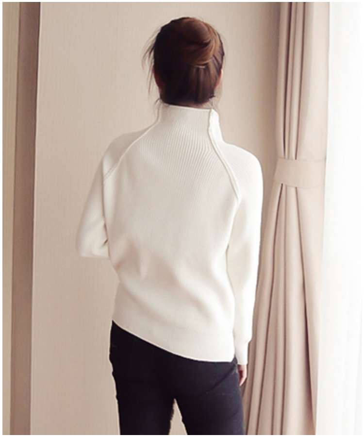 PreOrderคนอ้วน - เสื้อไหมพรมกันหนาว คอสูง ยืดได้อีก สี : ขาว / น้ำเงิน