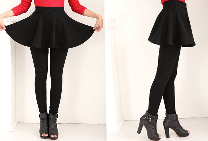 PreOrderคนอ้วน - กระโปรง+เลคกิ้งกันหนาวแฟชั่น ผ้าฝ้ายโพลิเอสเตอร์ ข้างในเป็นผ้ากำมะหยี่เก็บความร้อน สี : เทาอ่อน / ไวน์แดง / ดำ