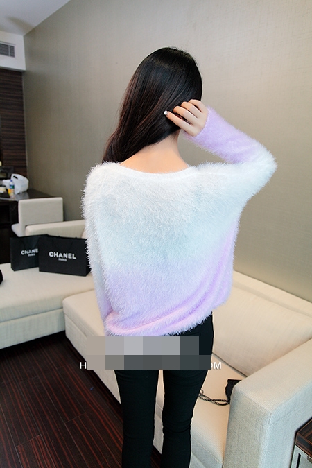 Pre Order - เสื้อกันหนาวแฟชั่น คอกลม อบอุ่น สีม่วง / สีเทาดำ / สีกากี