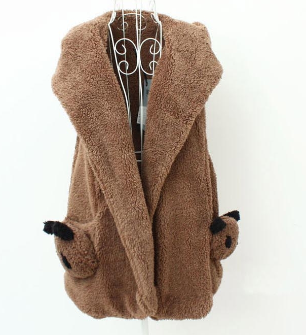 Pre Order - เสื้อกันหนาว-เสื้อเวตเตอร์แฟชั่น หนานุ่ม กระเป๋าสองข้างเป็นหมีแพนด้าน่ารัก สีดำ / สีน้ำตาล / สีขาว