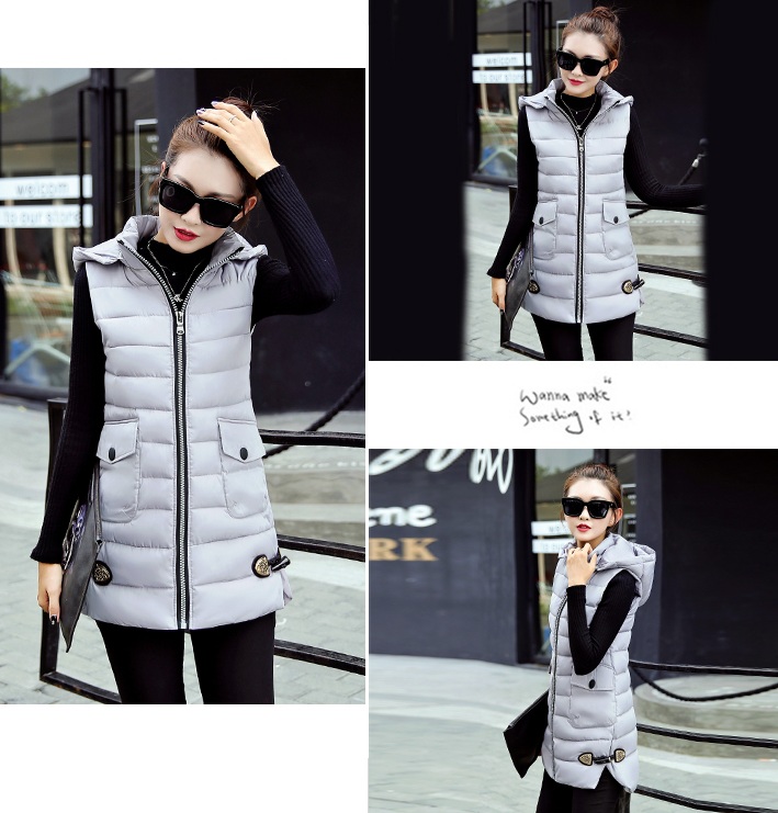 PreOrderคนอ้วน - เสื้อกั๊กแฟชั่น ผ้าร่มบุนวม มี Hood มีลายด้านหลัง สี : แดง / ดำ / น้ำเงิน / เขียวทหาร / ชมพู / เหลือง / ขาวครีม / เขียวใบไม้ / เทา